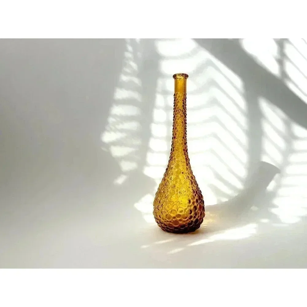 Vintage Amber Empoli Bubble Genie Decanter Bottle - Midcentury Modern